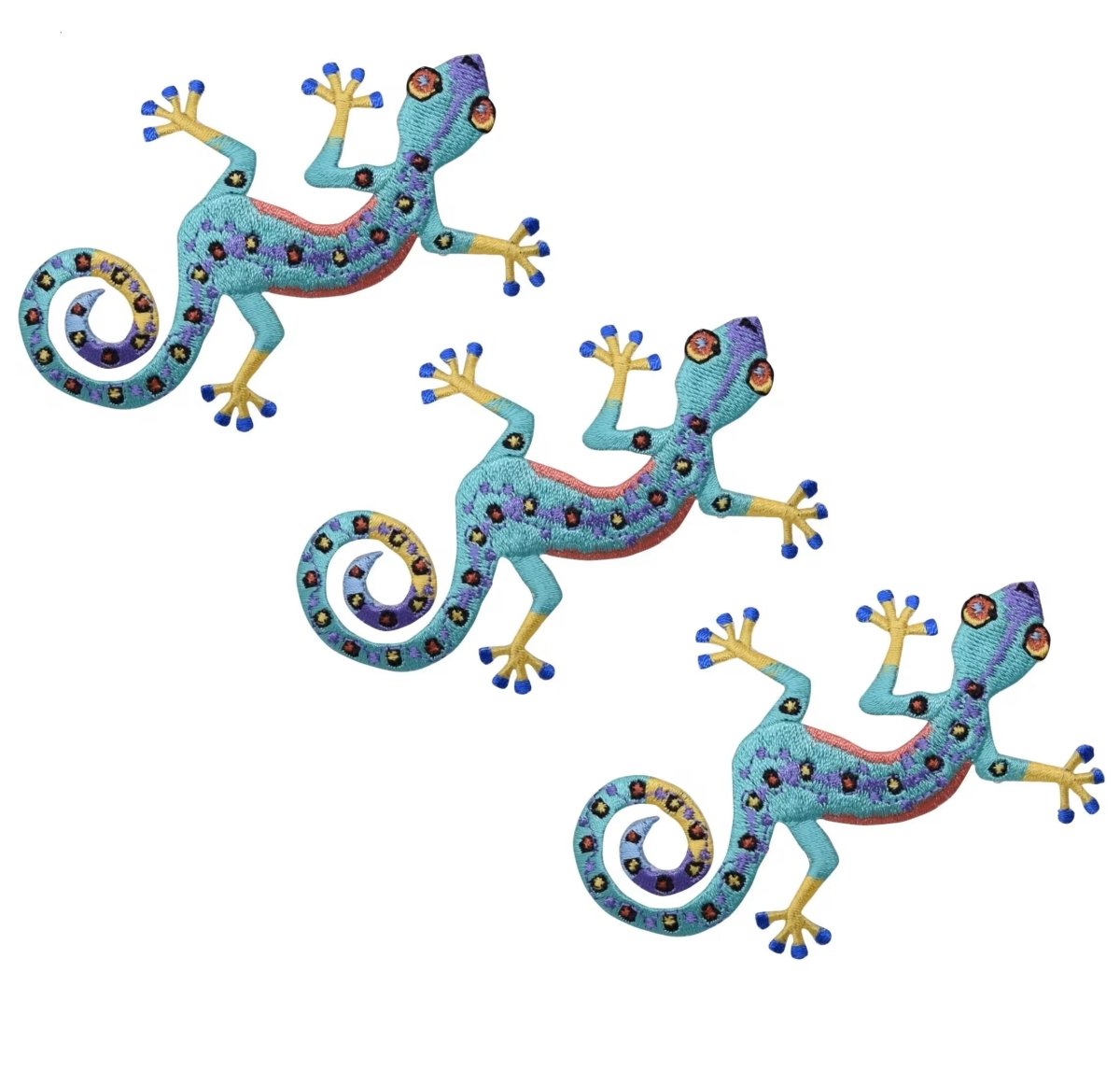 Gecko Embroidered Patch — 3-Pack — Iron On 2.5"