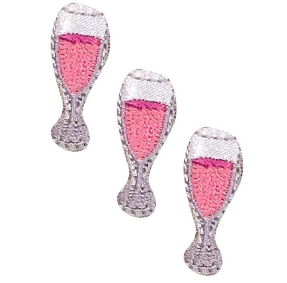 Mini Champagne Embroidered Patch — 3-Pack — Iron On 1"