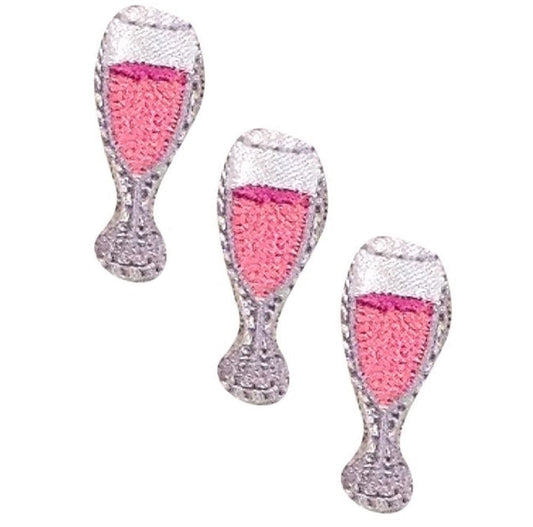 Mini Champagne Embroidered Patch — 3-Pack — Iron On 1"