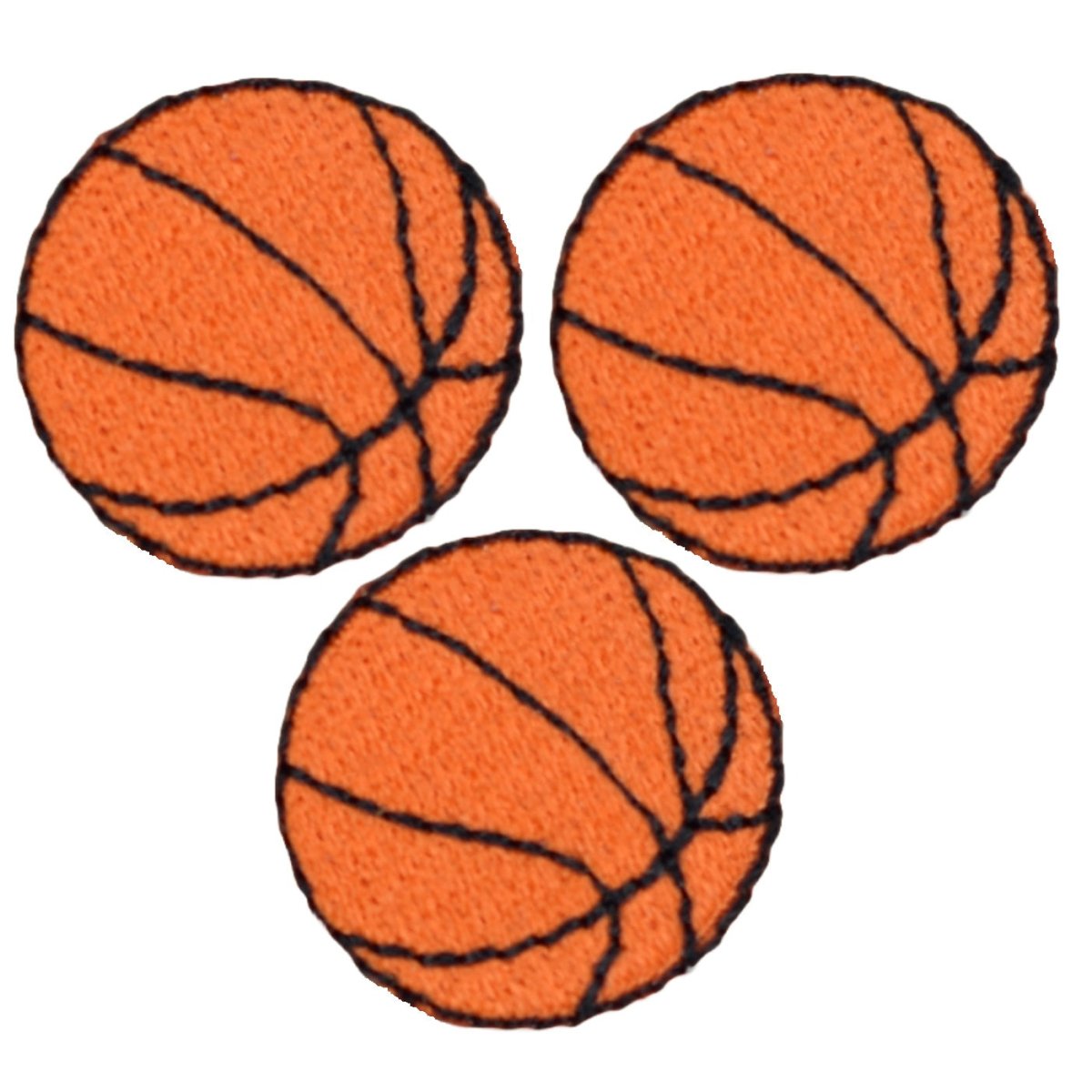 Mini Basketball Embroidered Patch — 3-Pack — Iron On 7/8"