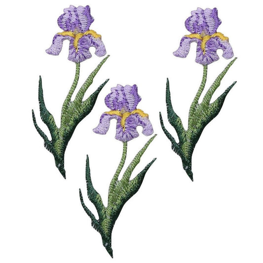 Mini Iris Embroidered Patch — 3-Pack — Iron On 2"
