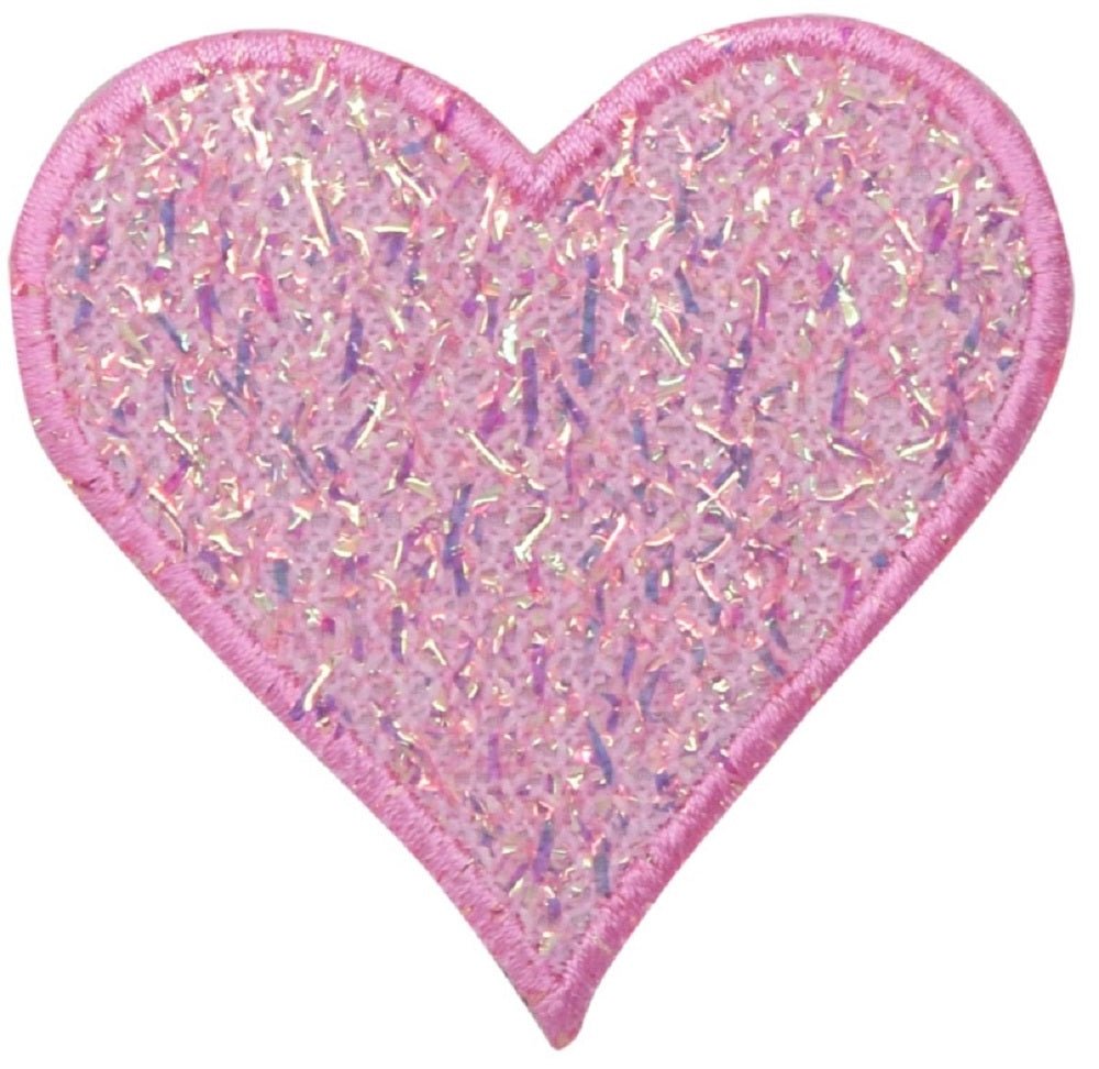 Pink Confetti Heart Embroidered Patch — Iron On 2.75"