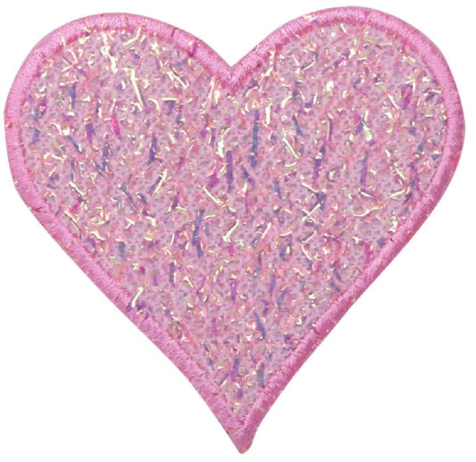 Pink Confetti Heart Embroidered Patch — Iron On 2.75"