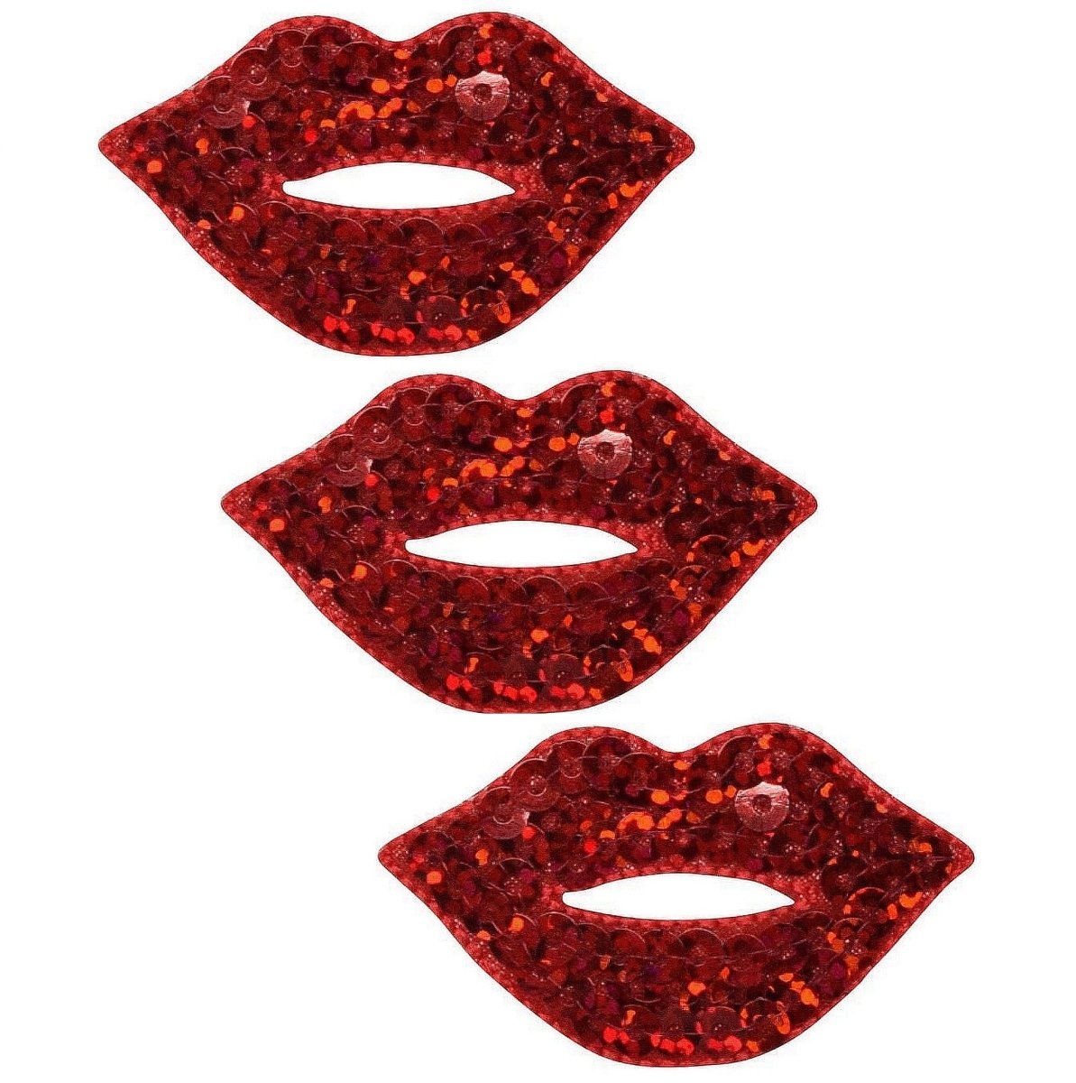 Red Lips Embroidered Patch — 3-Pack — Iron On 1.75"