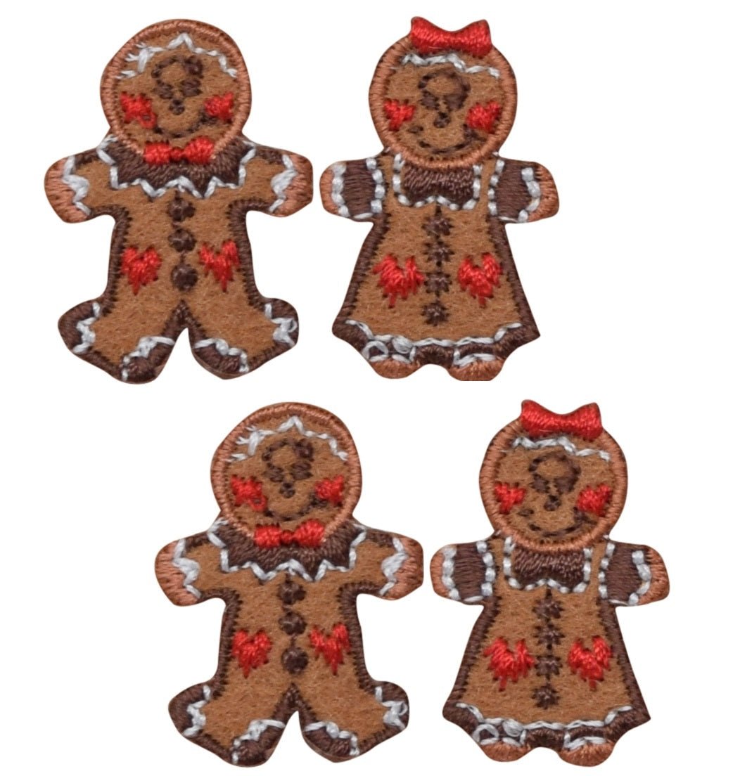 Mini Gingerbread Embroidered Patch — 4-Pack — Iron On 1.25"