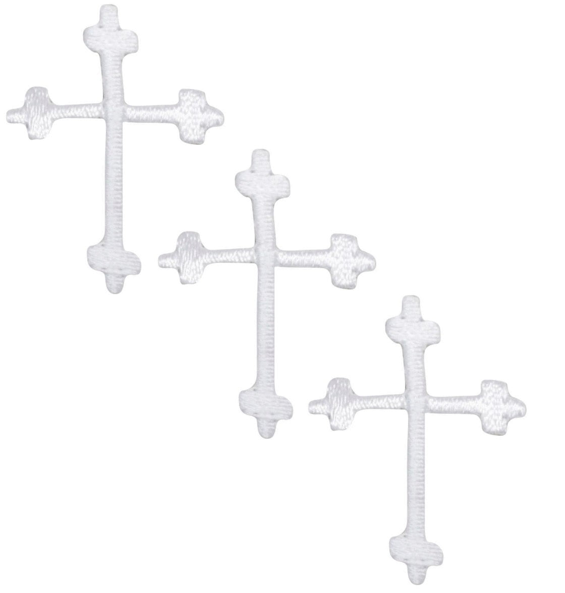 Mini Cross Embroidered Patch — White, Jesus, Christian 1.25" — 3-Pack — Iron On