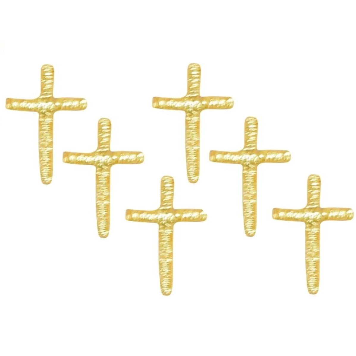 Mini Gold Christian Cross Embroidered Patch — 6-Pack — Iron On 1/2"