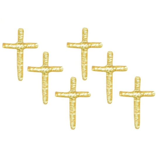 Mini Gold Christian Cross Embroidered Patch — 6-Pack — Iron On 1/2"
