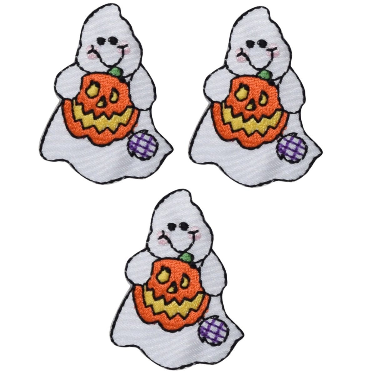 Ghost Embroidered Patch — Pumpkin, Halloween Badge 1-5/8" — Iron On