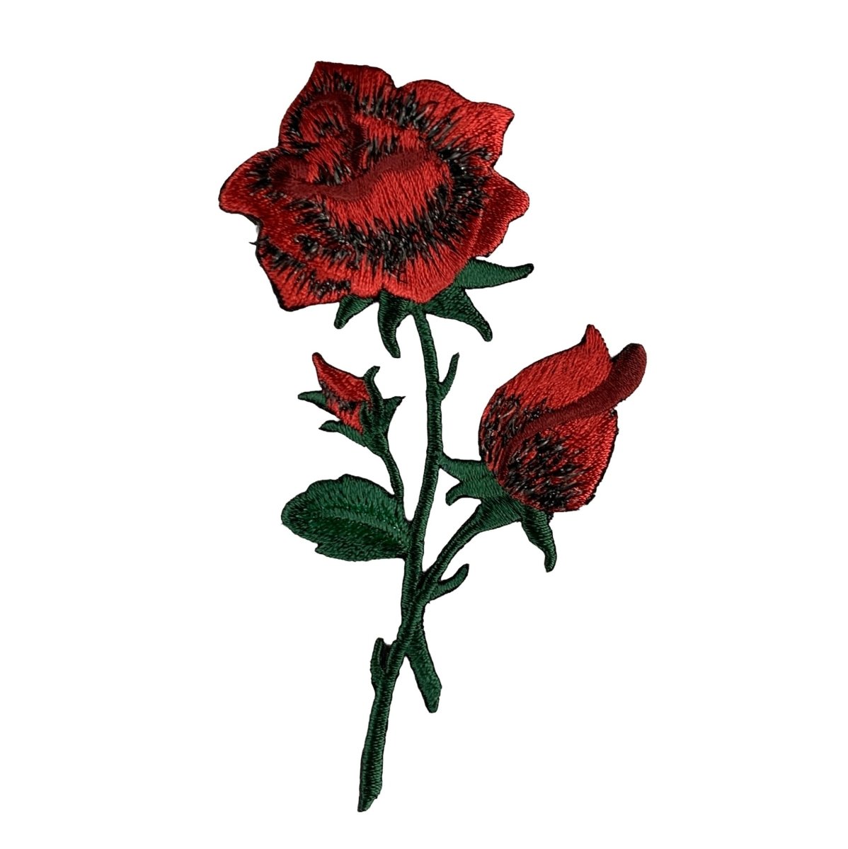Red Roses Embroidered Patch — Iron On 4.75"