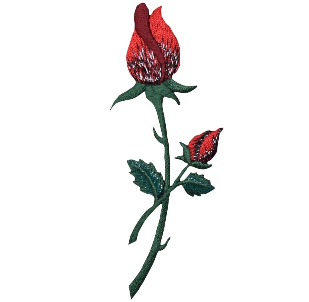 Red Rose Embroidered Patch — Flower, Bloom, Love Badge 4.25" — Iron On
