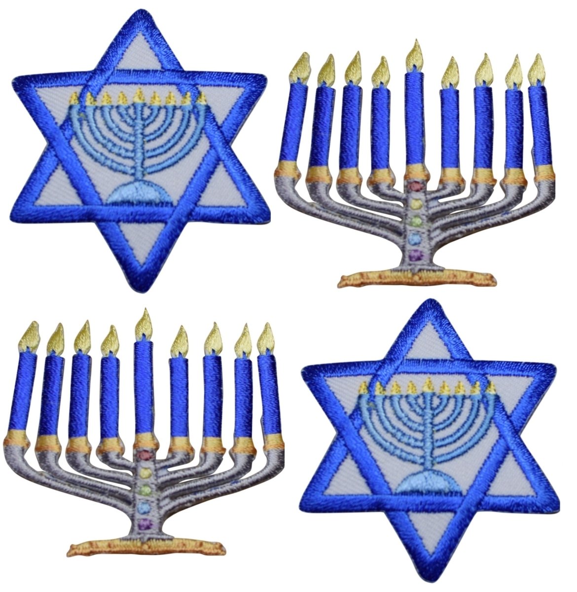 Hanukkah Embroidered Patch — 4-Pack — Iron On 1-1/4"
