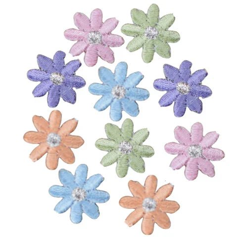 Multi-Color Mini Daisy Applique Patch Set - Flower Garden 3/4" (10-Pack, Iron on)