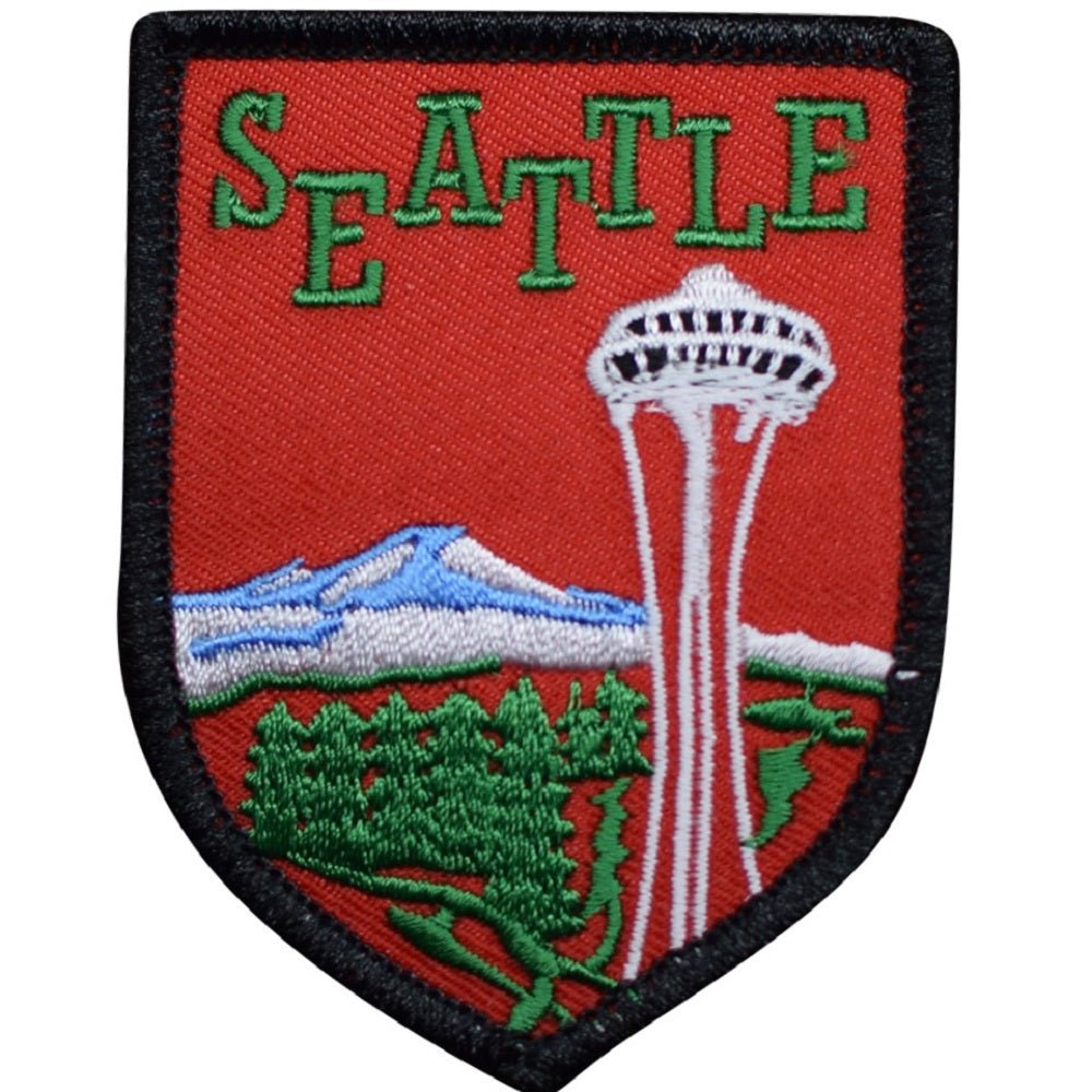 Seattle Embroidered Patch — Mount Rainier, Needle, Washington Badge 2-7/8" — Iron On