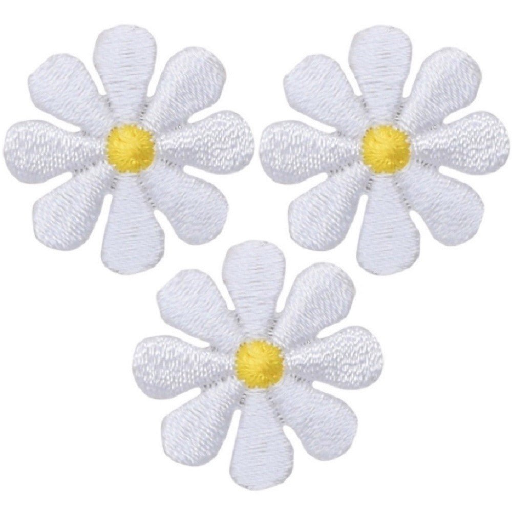 Mini White Daisy Embroidered Patch — 3-Pack — Iron On 1"