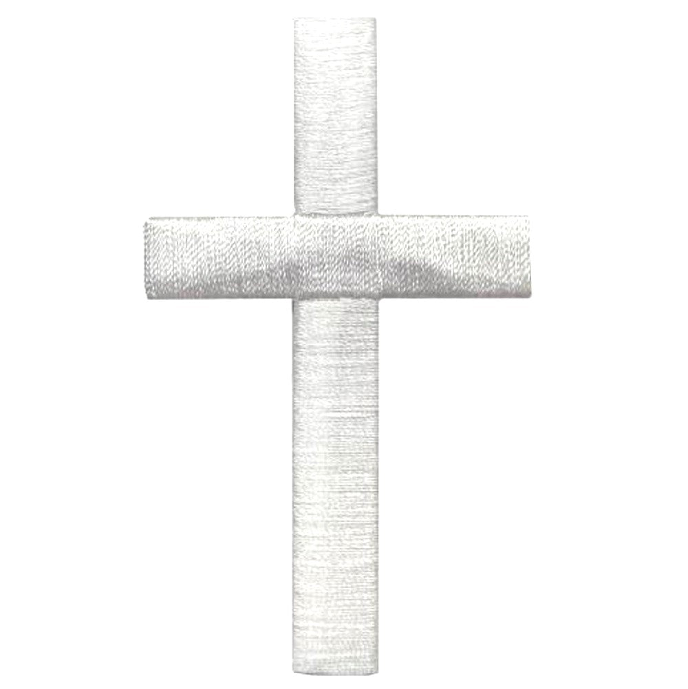 Large White Cross Embroidered Patch — Iron On 3"