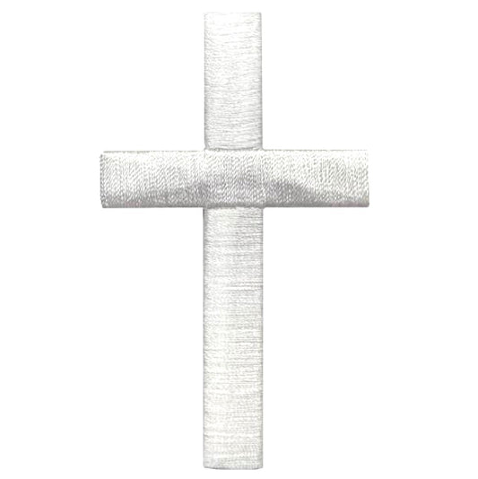 Large White Cross Embroidered Patch — Iron On 3"