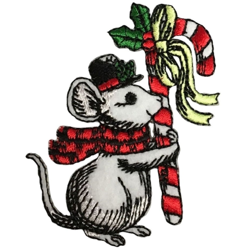Christmas Mouse Embroidered Patch — Iron On 2.75"