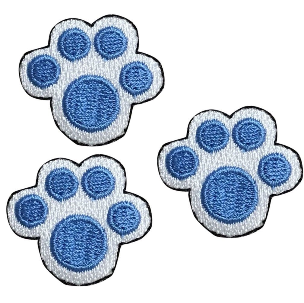Mini Puppy Paw Embroidered Patch — 3-Pack — Iron On 1.25"