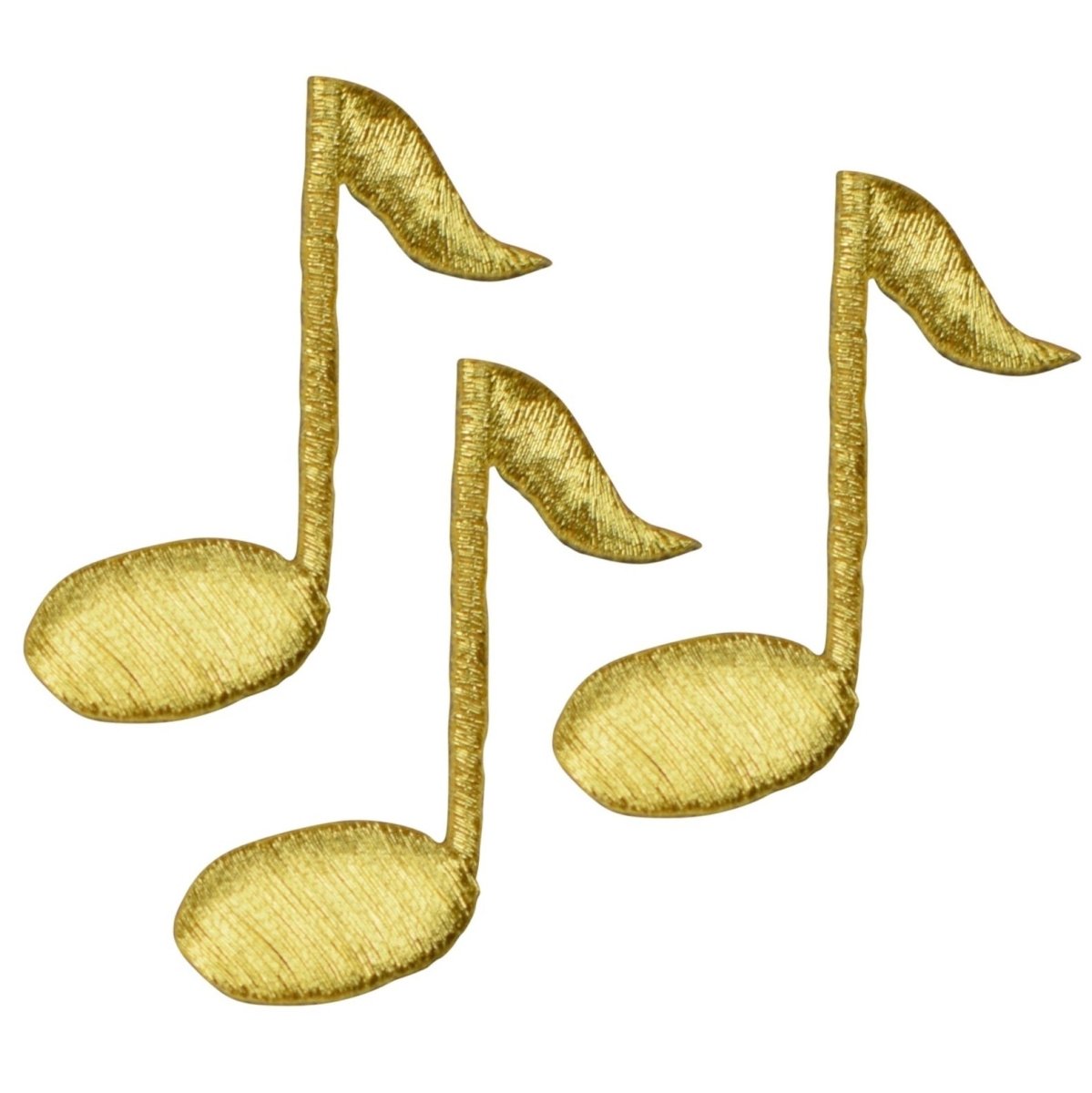Gold Eighth Note Embroidered Patch — 3-Pack — Iron On 1-5/8"