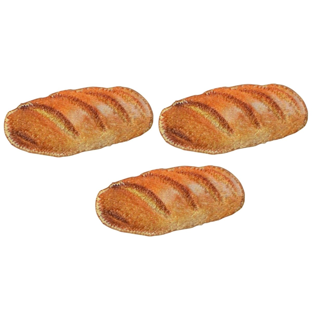 French Bread Embroidered Patch — 3-Pack — Iron On 1-1/8"