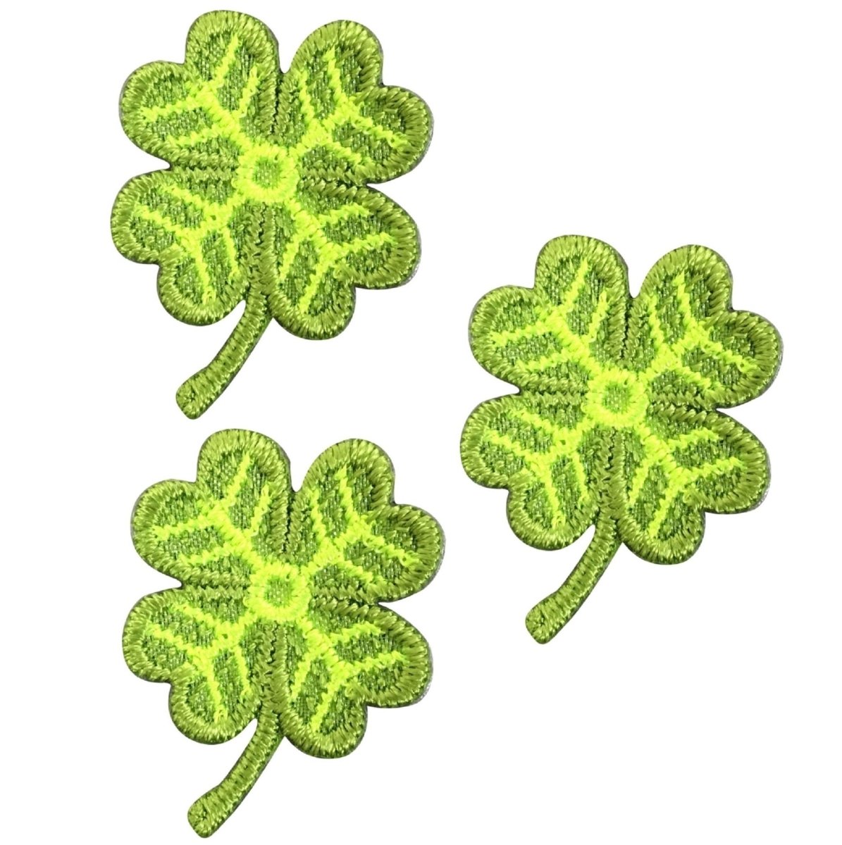 Mini Four Leaf Clover Embroidered Patch — 3-Pack — green three — Iron On 1-1/8"