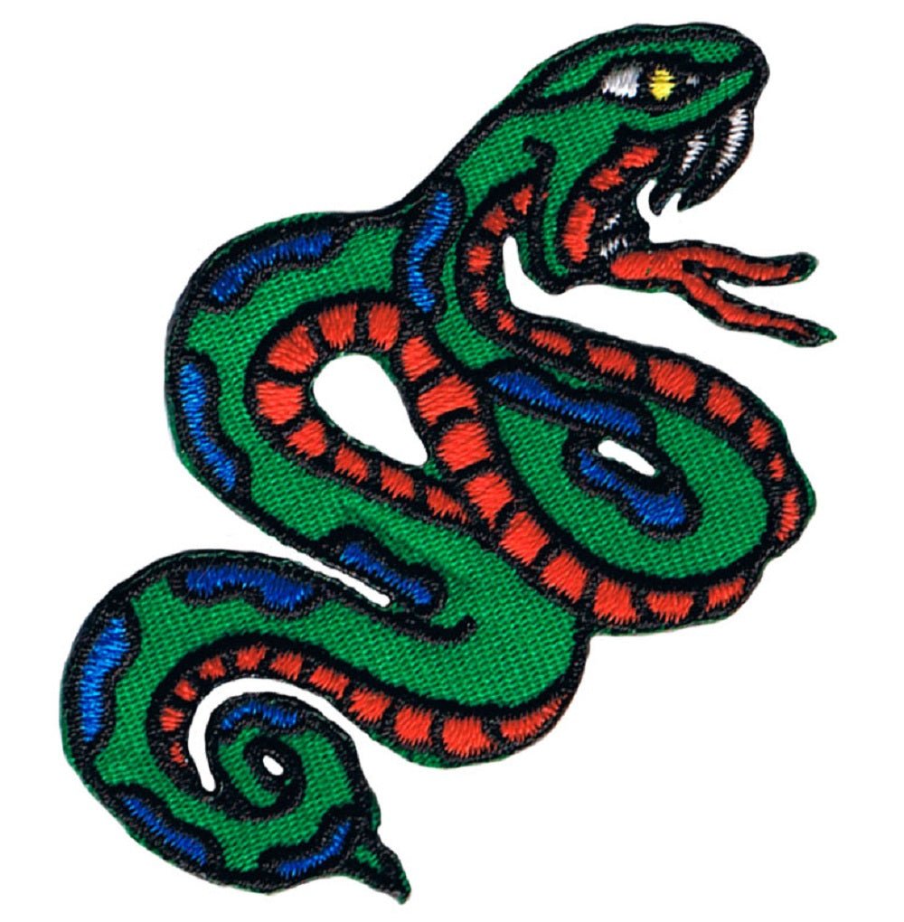 Snake Embroidered Patch — Carnivorous Reptile 2-7/8" — Iron On