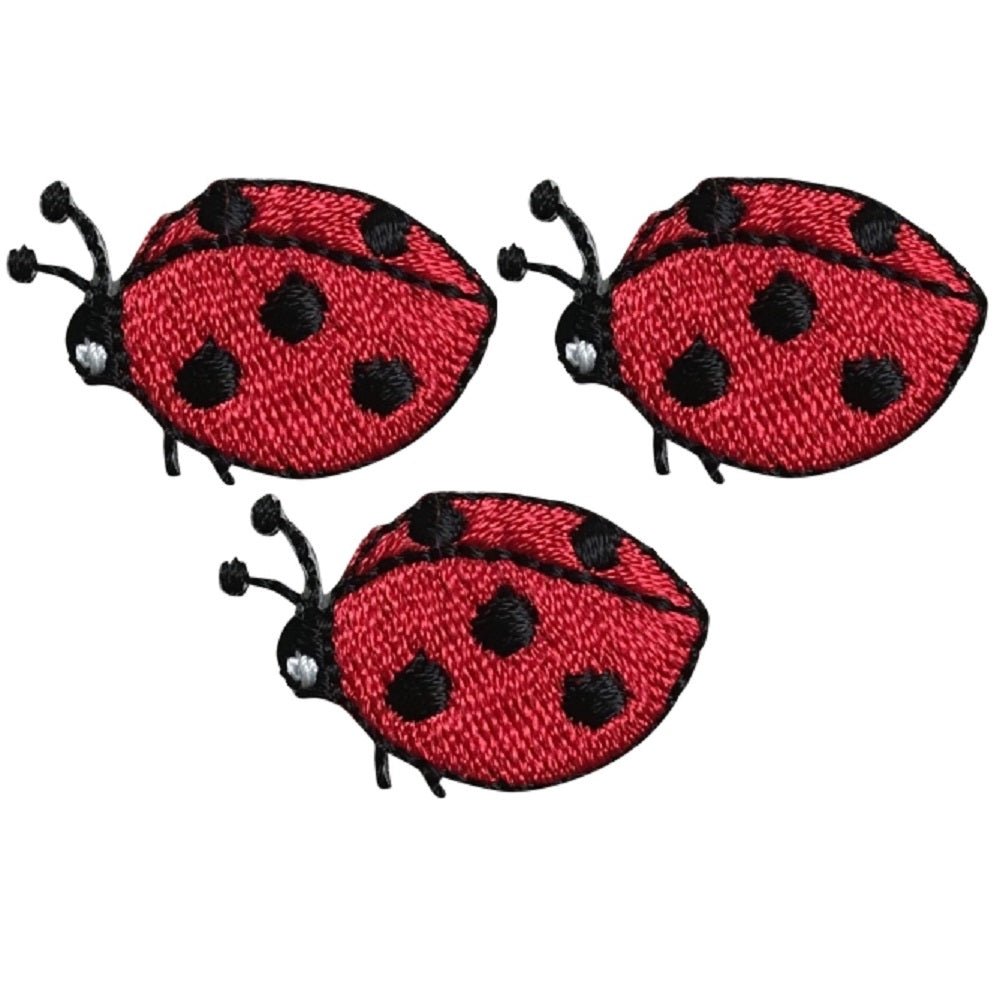 Mini Ladybug Embroidered Patch — 3-Pack — 2 — Iron On 1"