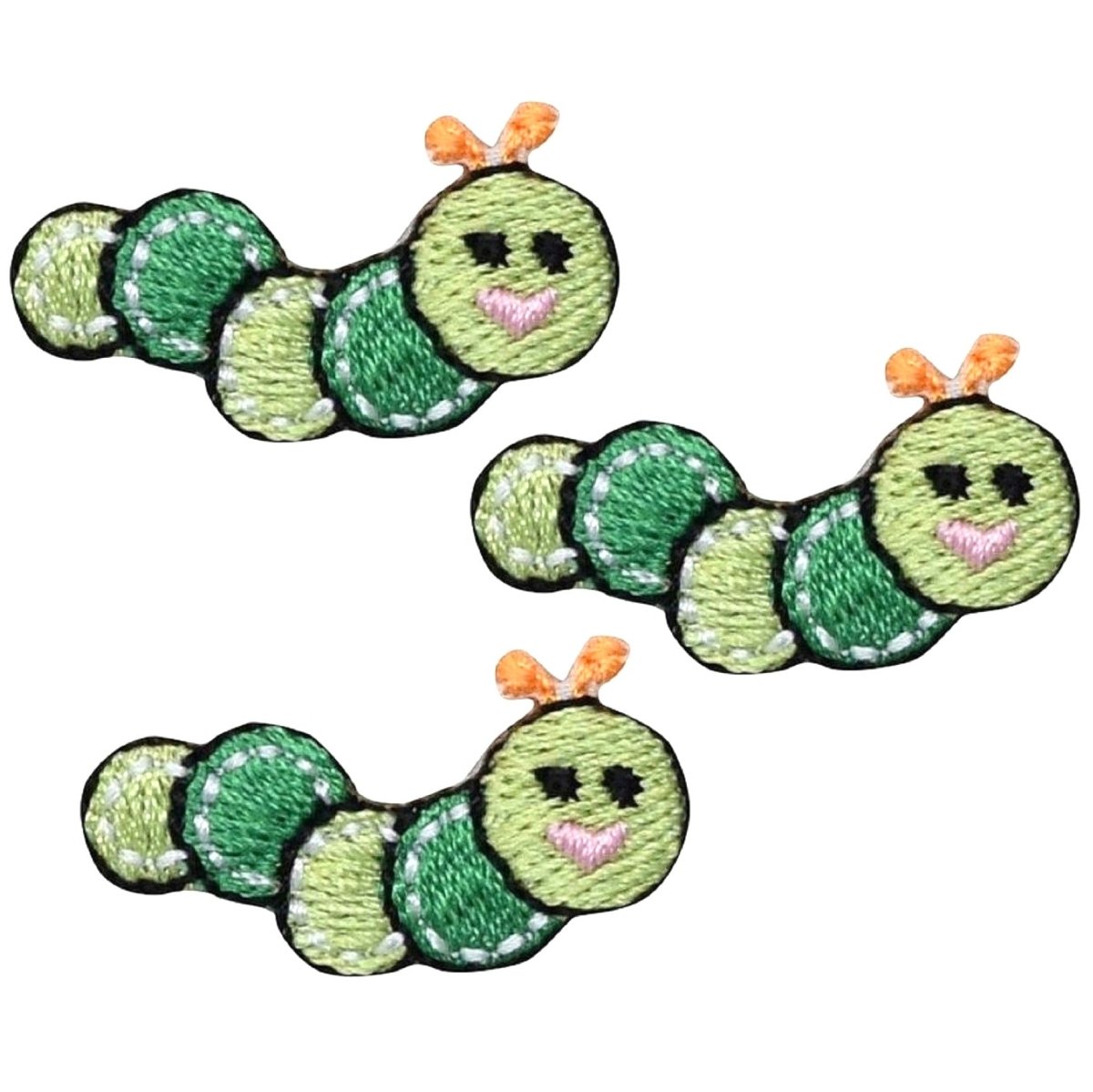 Mini Caterpillar Embroidered Patch — 3-Pack — Iron On 1.25"