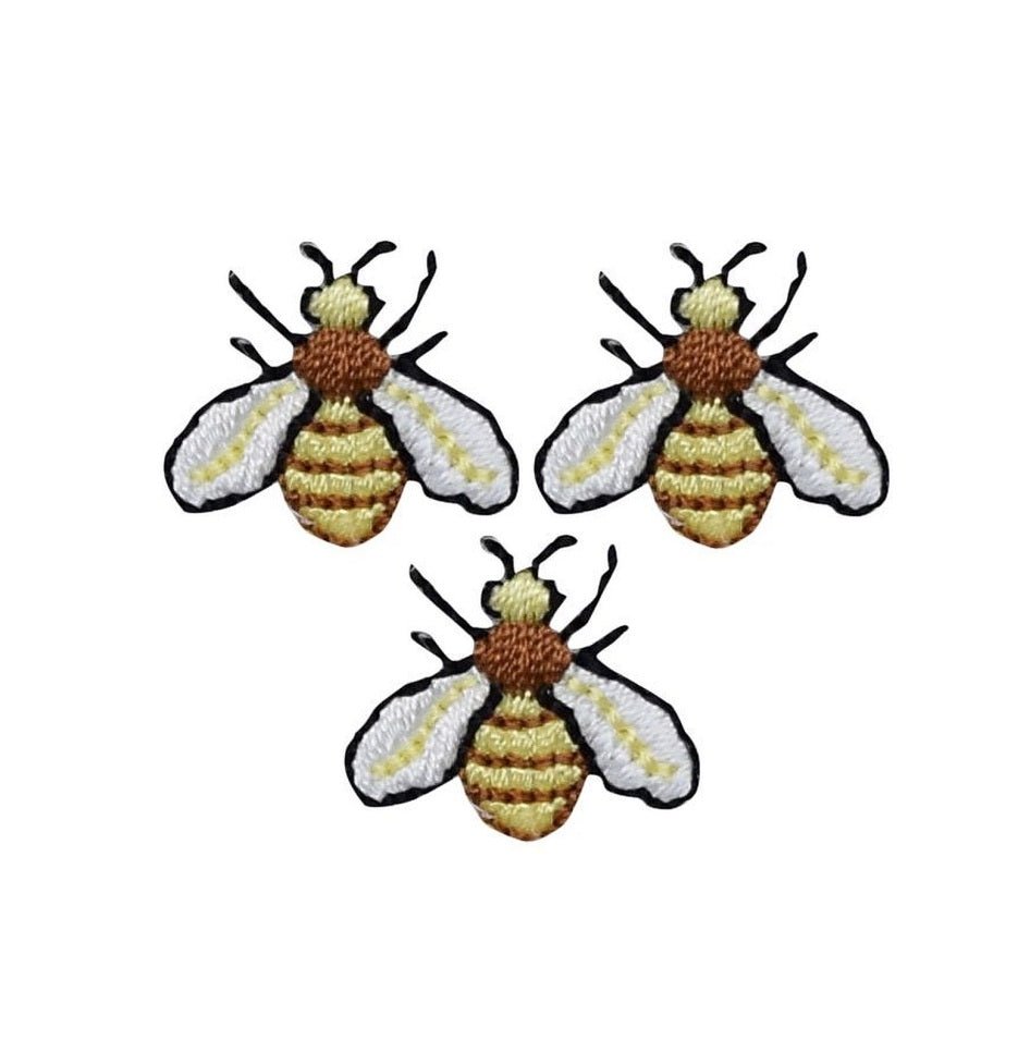 Mini Hornet Yellow Jacket Embroidered Patch — 3-Pack — Iron On 3/4"