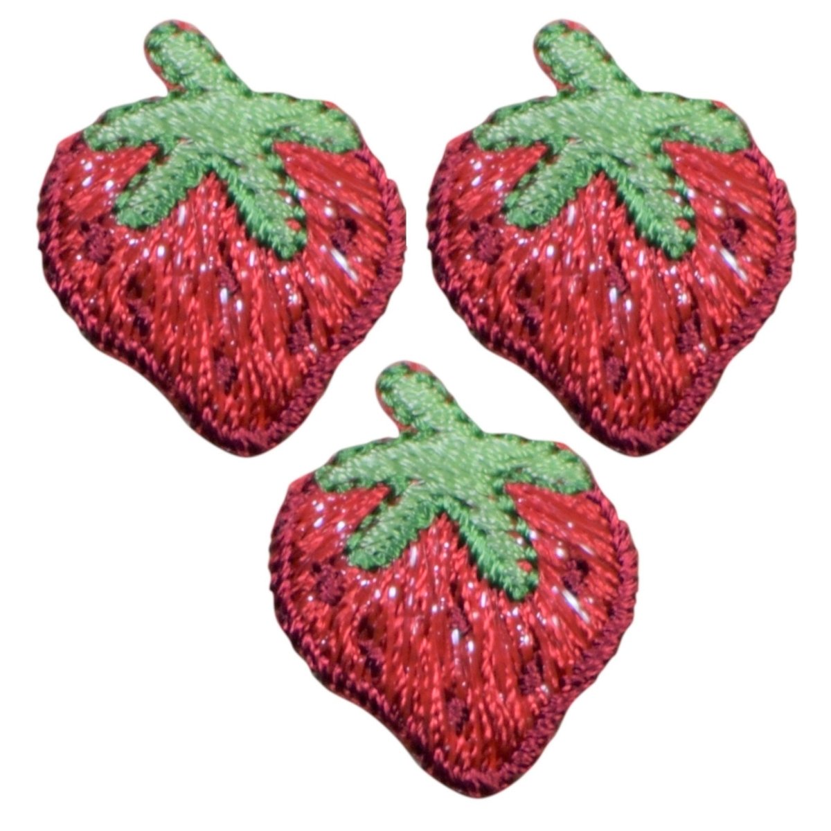 Mini Strawberry Embroidered Patch — 3-Pack — Iron On 1"