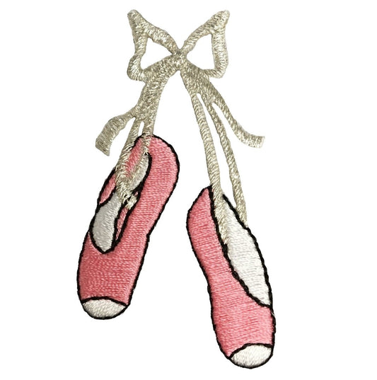 Ballerina Embroidered Patch — Dance Shoes, Ballet Slippers 2.5" — Iron On