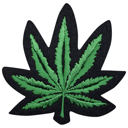 Weed Leaf Embroidered Patch — Cannabis Pot Marijuana Ganja Badge 3-3/8" — Iron On