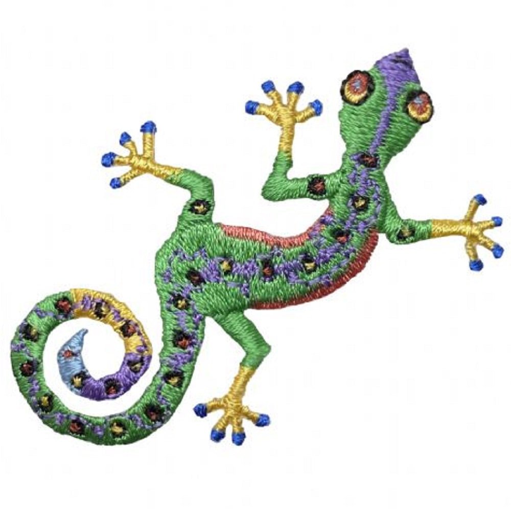 Green Gecko Embroidered Patch — Iron On 2.5"