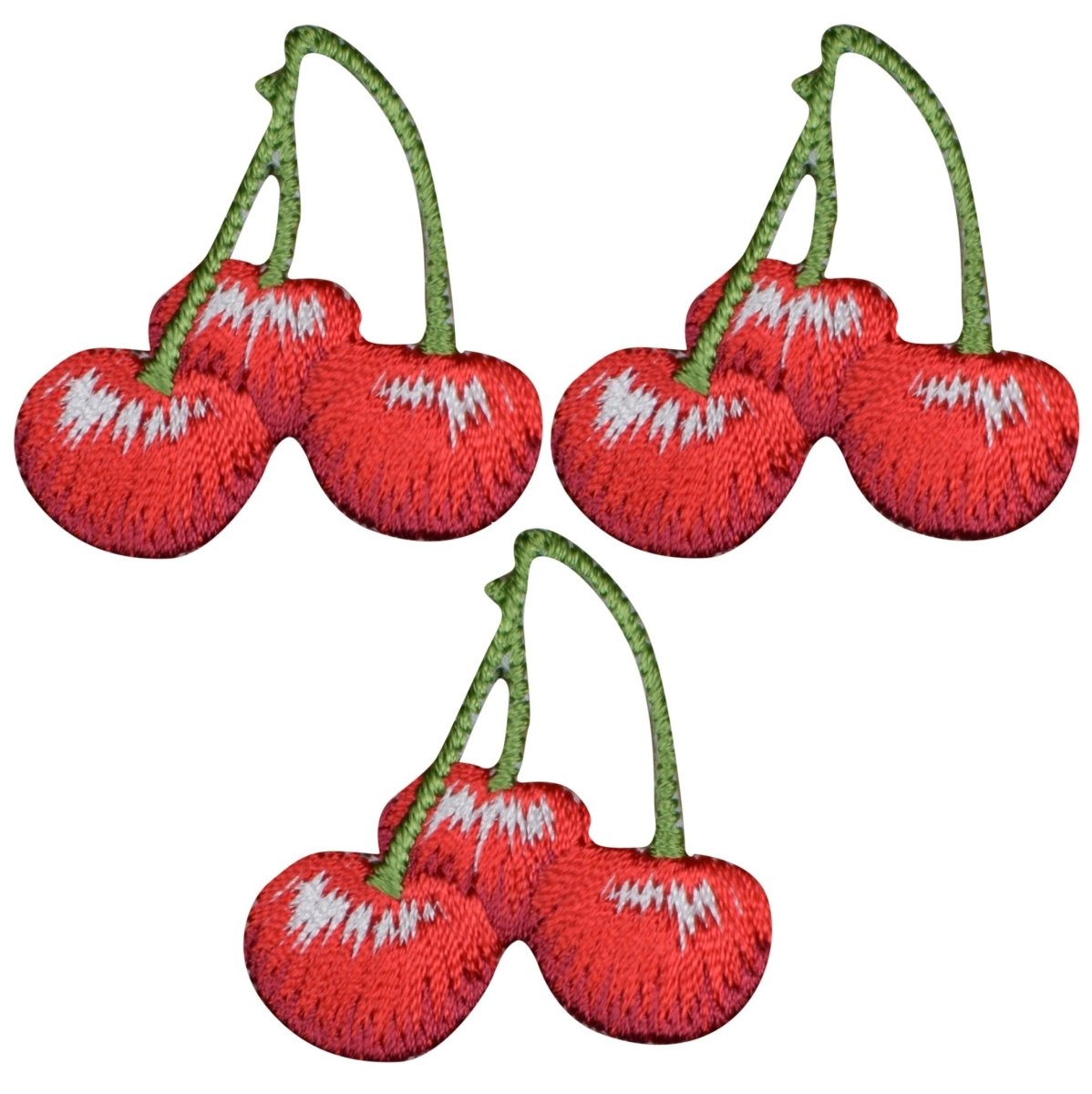 Cherry Bunch Embroidered Patch — 3-Pack — Iron On 1.25"