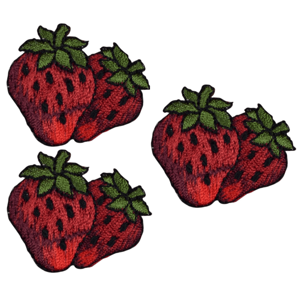 Strawberry Embroidered Patch — 3-Pack — Iron On 1.5"