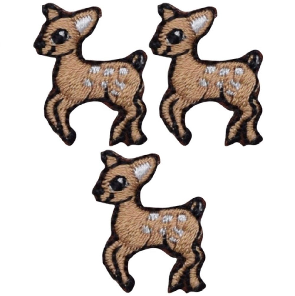 Mini Deer Fawn Embroidered Patch — 3-Pack — Iron On 1"