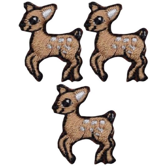 Mini Deer Fawn Embroidered Patch — 3-Pack — Iron On 1"