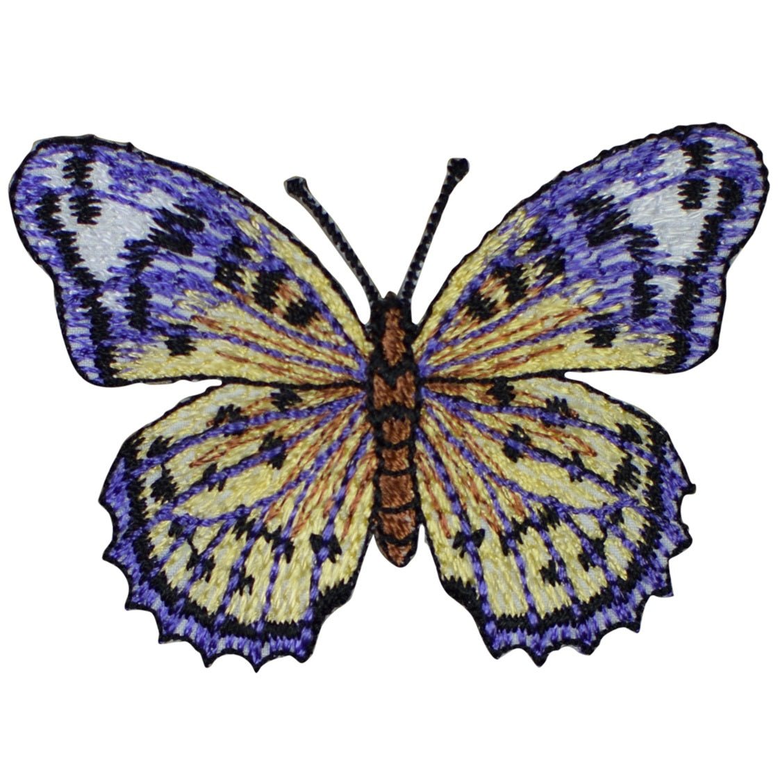 Purple & Yellow Butterfly Embroidered Patch — Iron On 2-5/8"