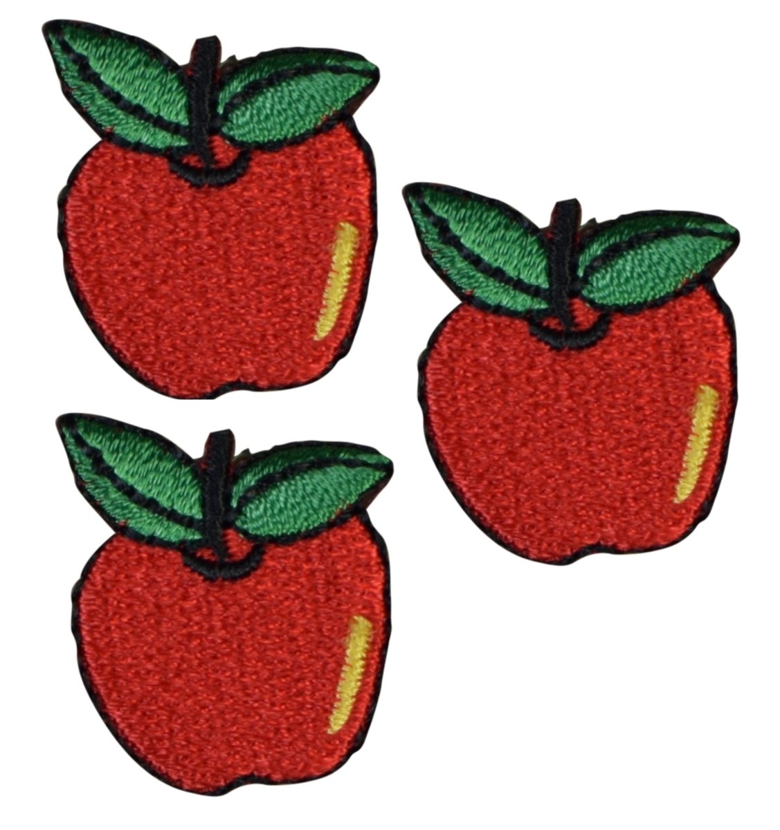 Mini Apple Embroidered Patch — 3-Pack — Iron On 1"