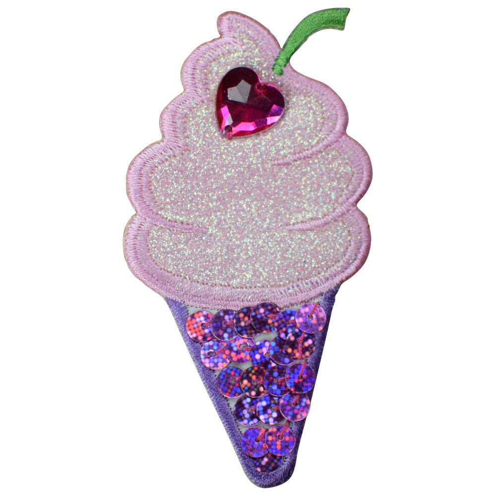 Large Ice Cream Cone Embroidered Patch — Iron On 3.75"