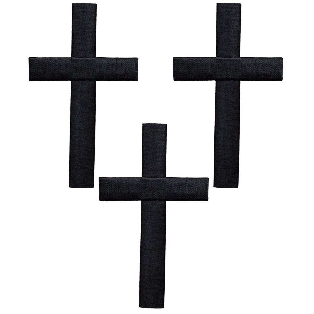 Large Black Cross Embroidered Patch — 3-Pack — Iron On 3"