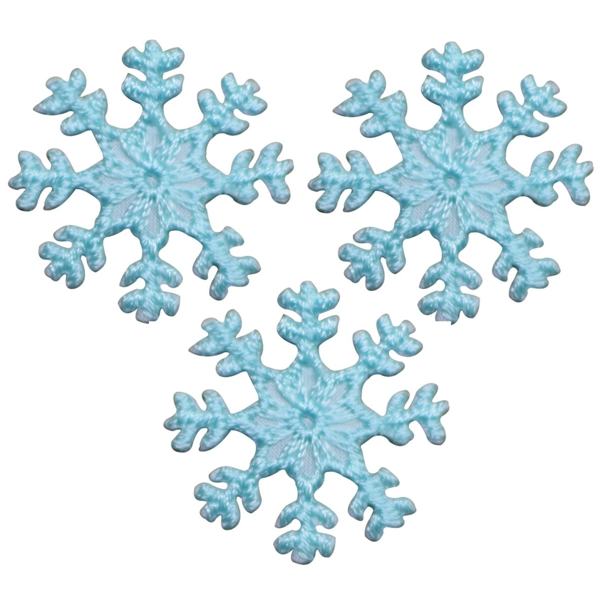 Cyan Snowflake Embroidered Patch — 3-Pack — Iron On 1"