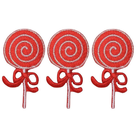 Lollipop Embroidered Patch — 3-Pack — Iron On 1.75"