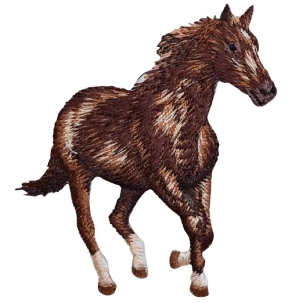 Horse Embroidered Patch — Facing Right, Galloping Animal, Cowboy Western Badge 2.75" — Iron On