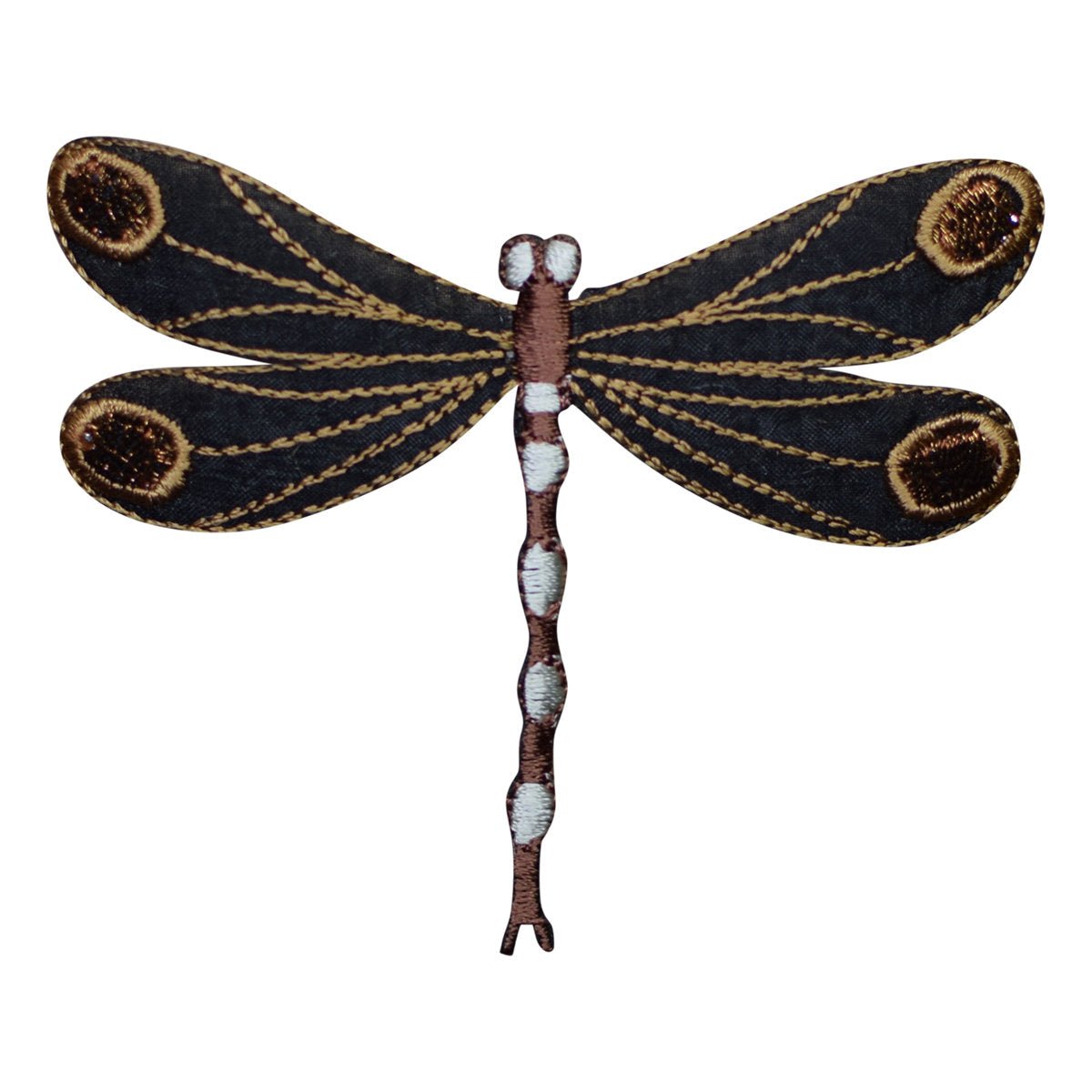 Dragonfly Embroidered Patch — Brown Insect Bug Badge 3.25" — Iron On