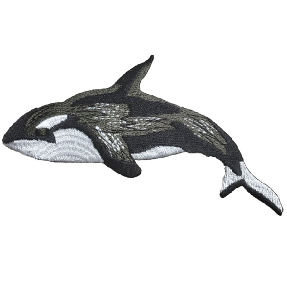 Orca Embroidered Patch — Iron On 4.5"