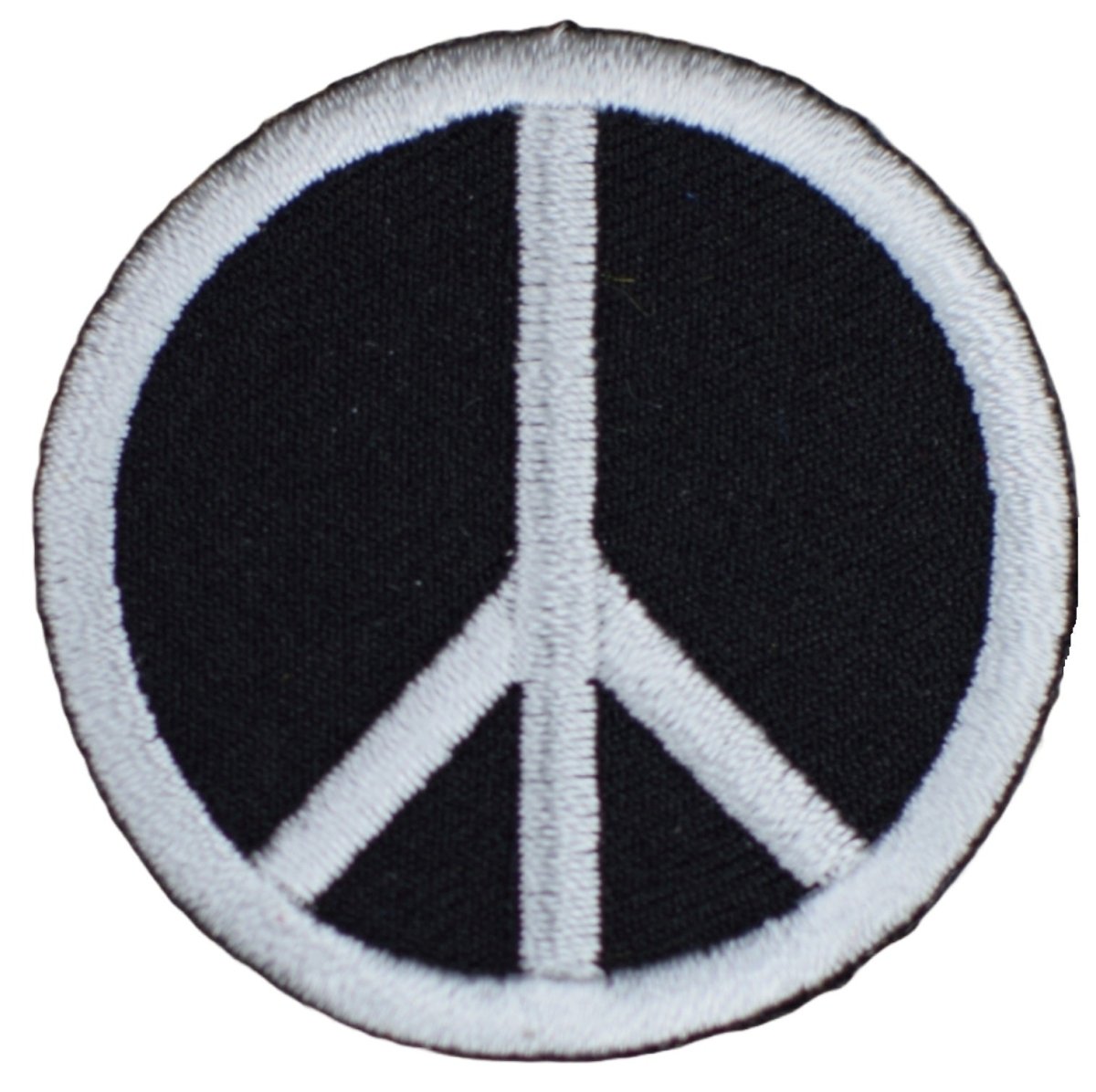 Peace Sign Embroidered Patch — World Black, White, Hippie Badge 2" — Iron On