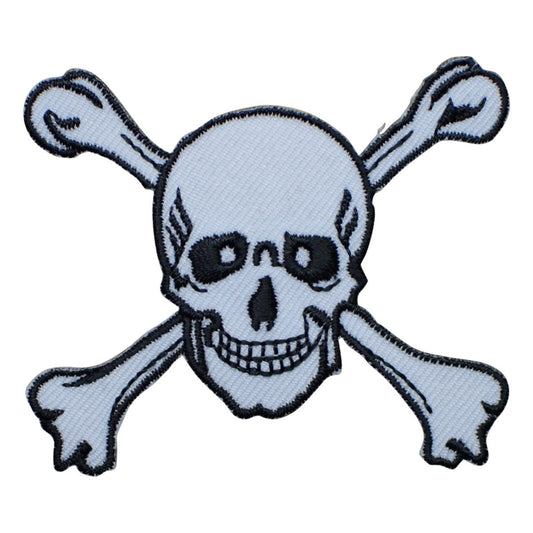 Skull and Crossbones Embroidered Patch — Iron On 2.5"