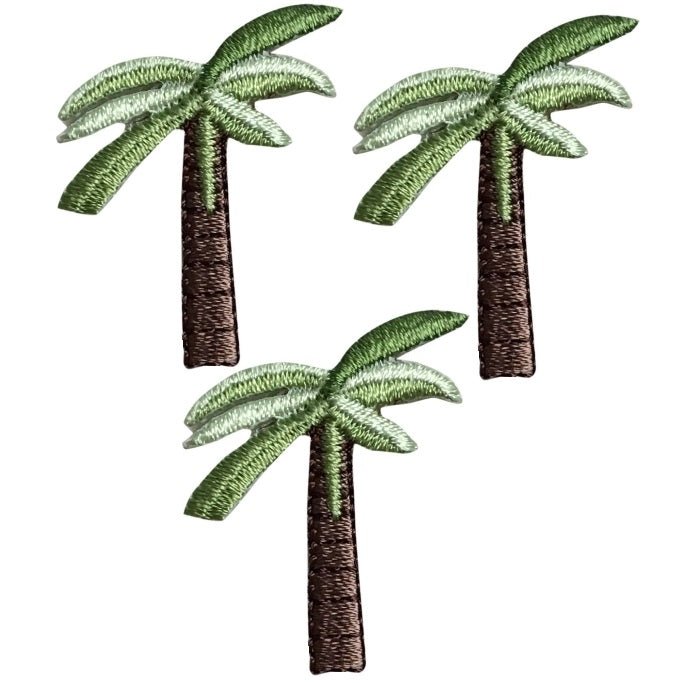 Palm Tree Embroidered Patch — 3-Pack — Tropical Island Badge 1.25" — Iron On